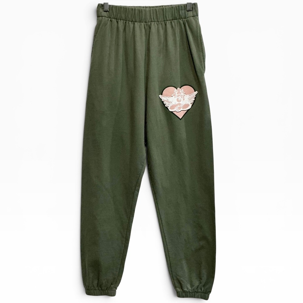 Boys Lie Read Receipts Mac Slim Sweatpants Olive Green Pink Graphic Joggers‎ S